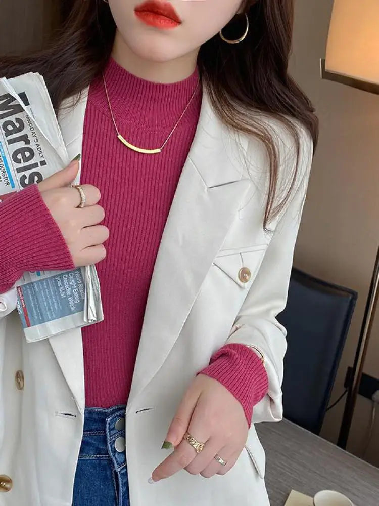 Women’s Mock Neck Sweater Slim Fit Knit Winter Pullover