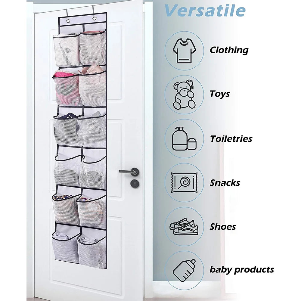 Over the Door Shoe Organizer with 12 Mesh Pockets and Hooks