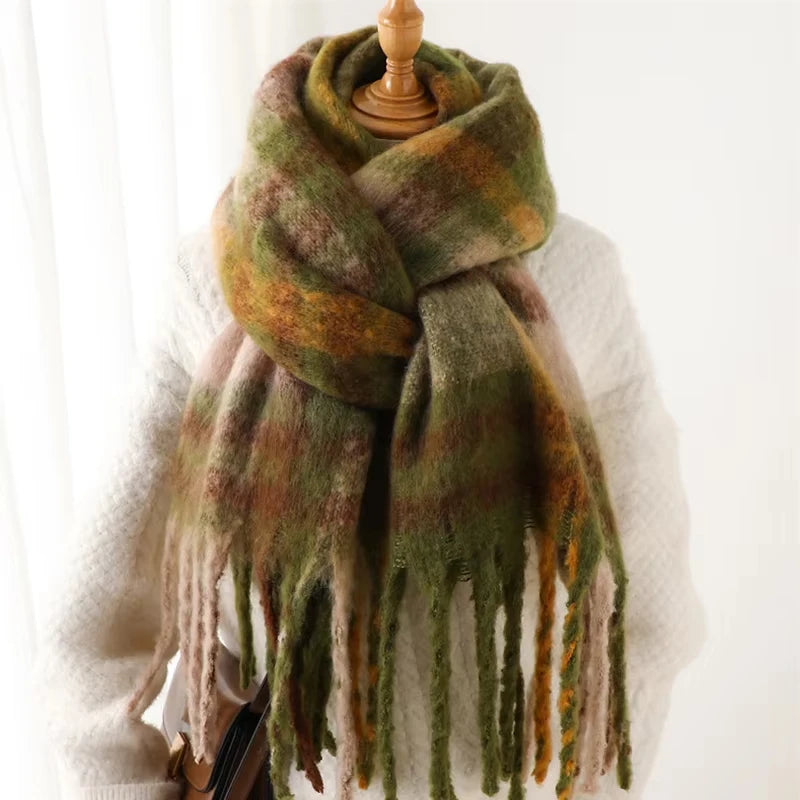 Pashmina Scarf for Women, Warm Plaid Winter Shawl Wrap
