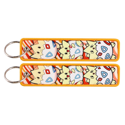 Embroidered Keychain Double-Sided Key Fob for Car & Motorcycle