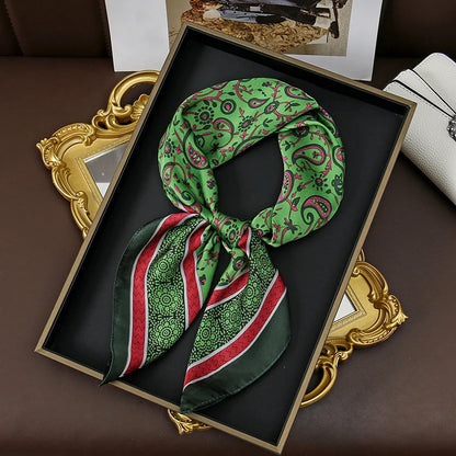 Women’s Square Scarf 70x70cm – Silk Feel Printed Hair Wrap