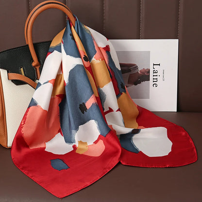 Women's Square Scarf, 70×70cm Printed Satin-Style Headscarf