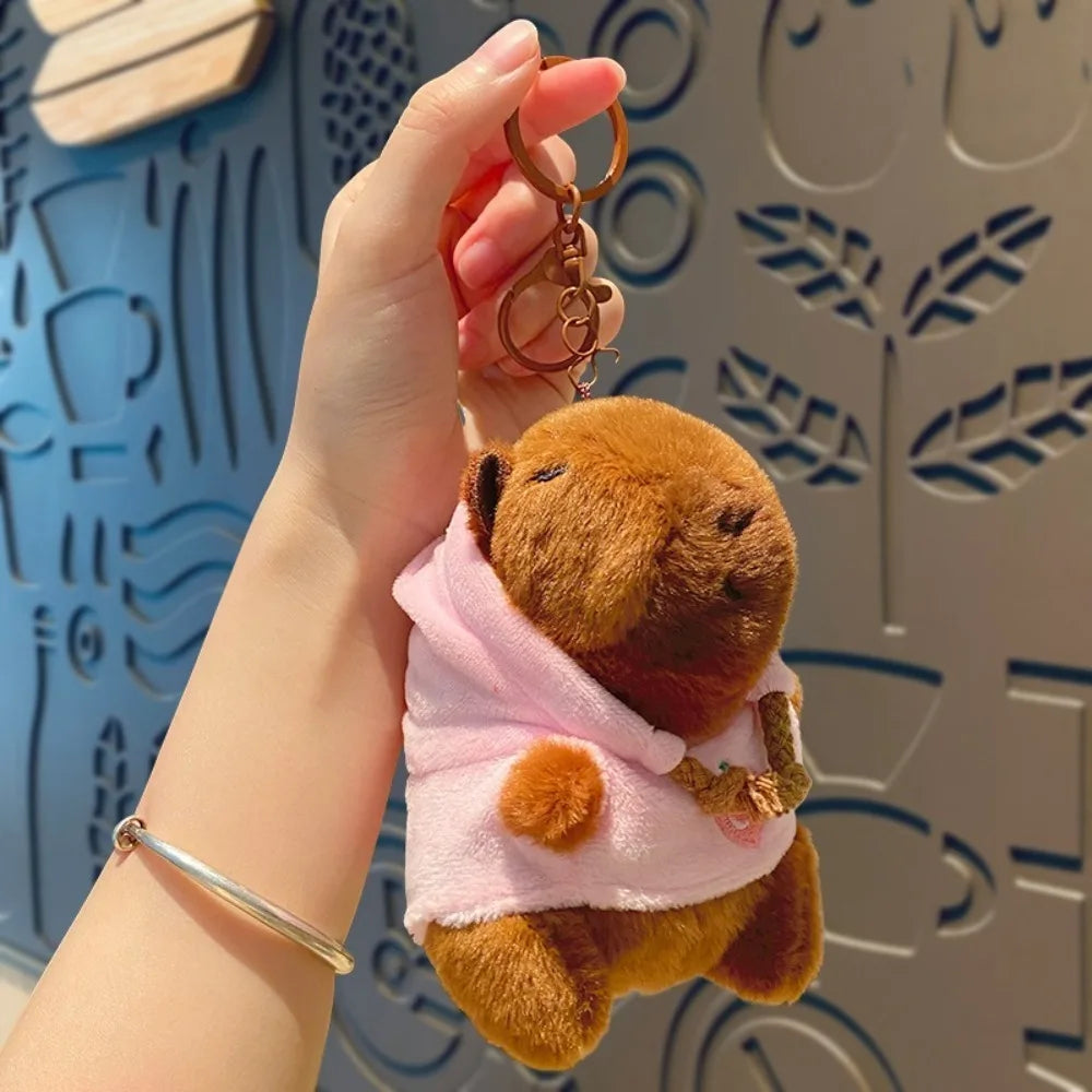 Capybara Plush Toy with Hoodie Wings – Mini Stuffed Animal Keychain