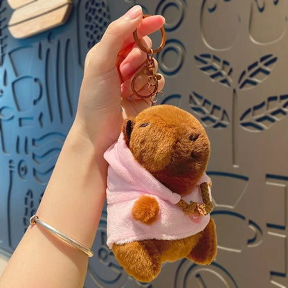 Capybara Plush Toy with Hoodie Wings – Mini Stuffed Animal Keychain