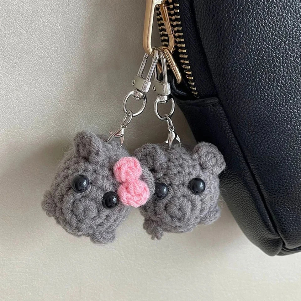 Hamster Keychain Cute Knitted Animal Keyring for Bags and Gifts