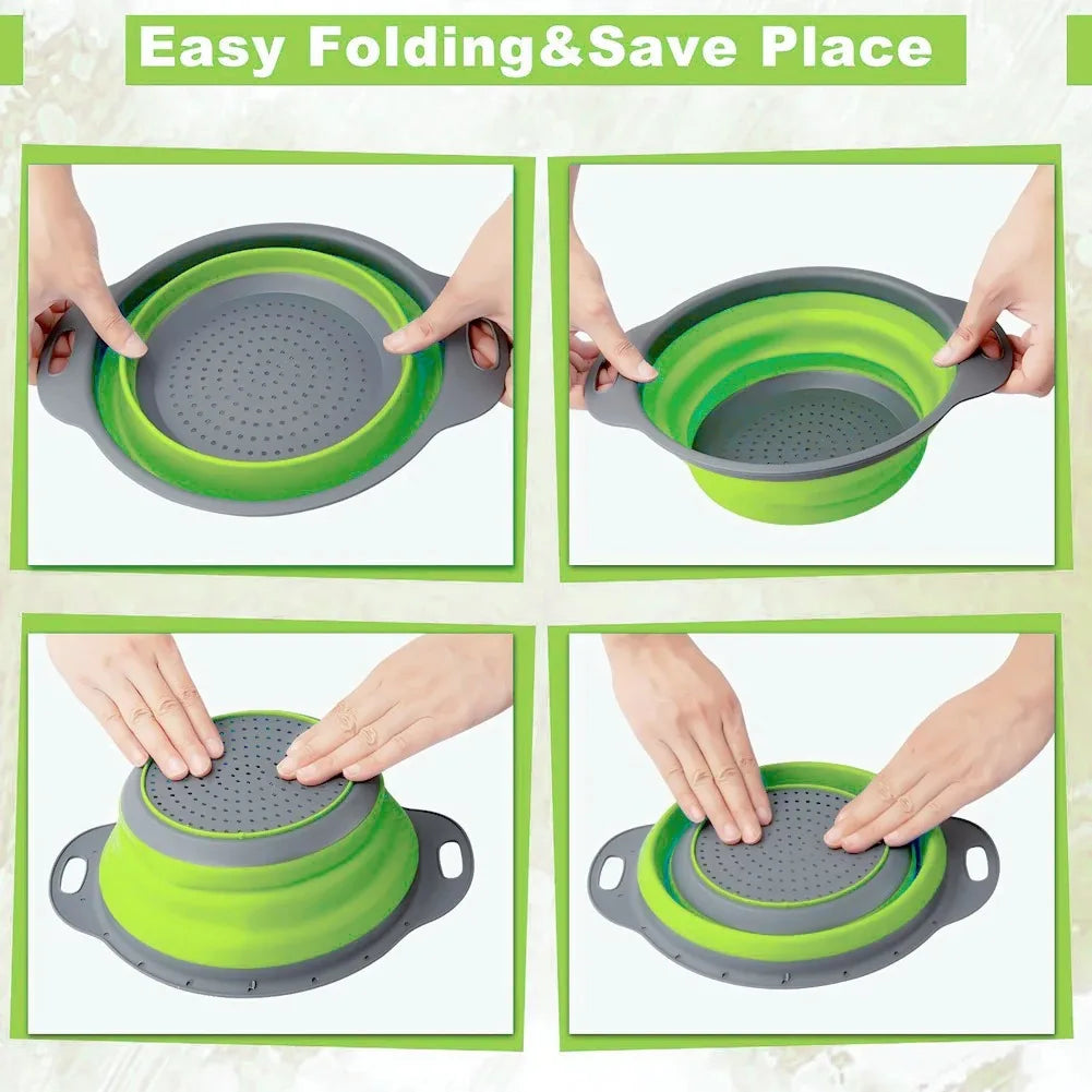 Collapsible Colander Foldable Kitchen Strainer & Drain Basket