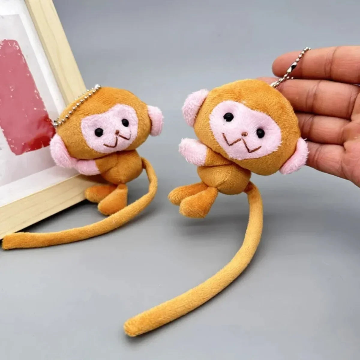 Cute Monkey Plush Keychain Long Tail Animal Bag Charm