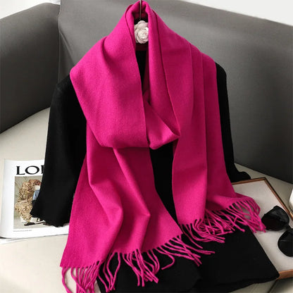 Women's Winter Scarf Warm Long Pashmina Shawl with Tassels