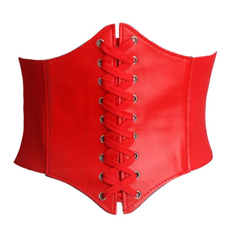 Wide Waist Belt for Women, Black PU Corset Belt for Dresses