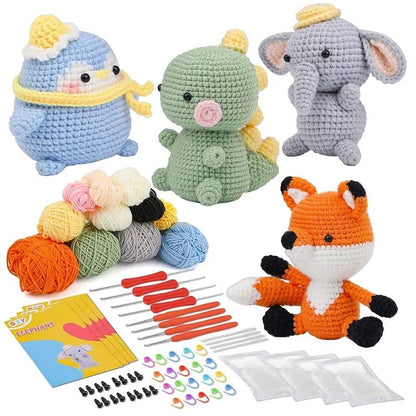 Crochet Kit for Beginners Animal DIY Craft Set with Yarn and Hooks