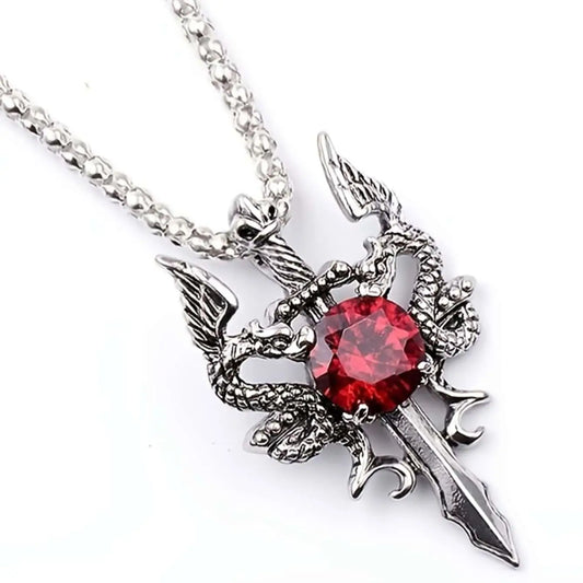 Men's Dragon Necklace, Retro Zinc Alloy Pendant Jewelry