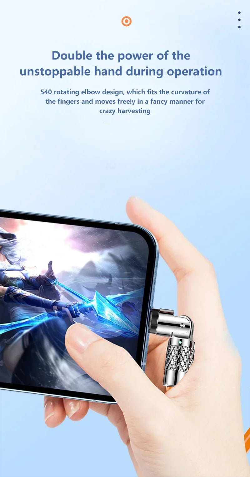 USB C Fast Charging Cable 120W 6A 180° Rotating Elbow