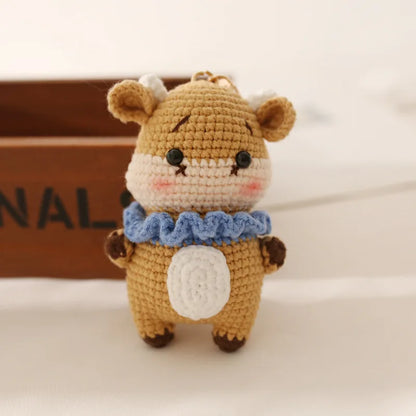 Crochet Rabbit Keychain Cute Knitted Animal Pendant for Bags and Keys