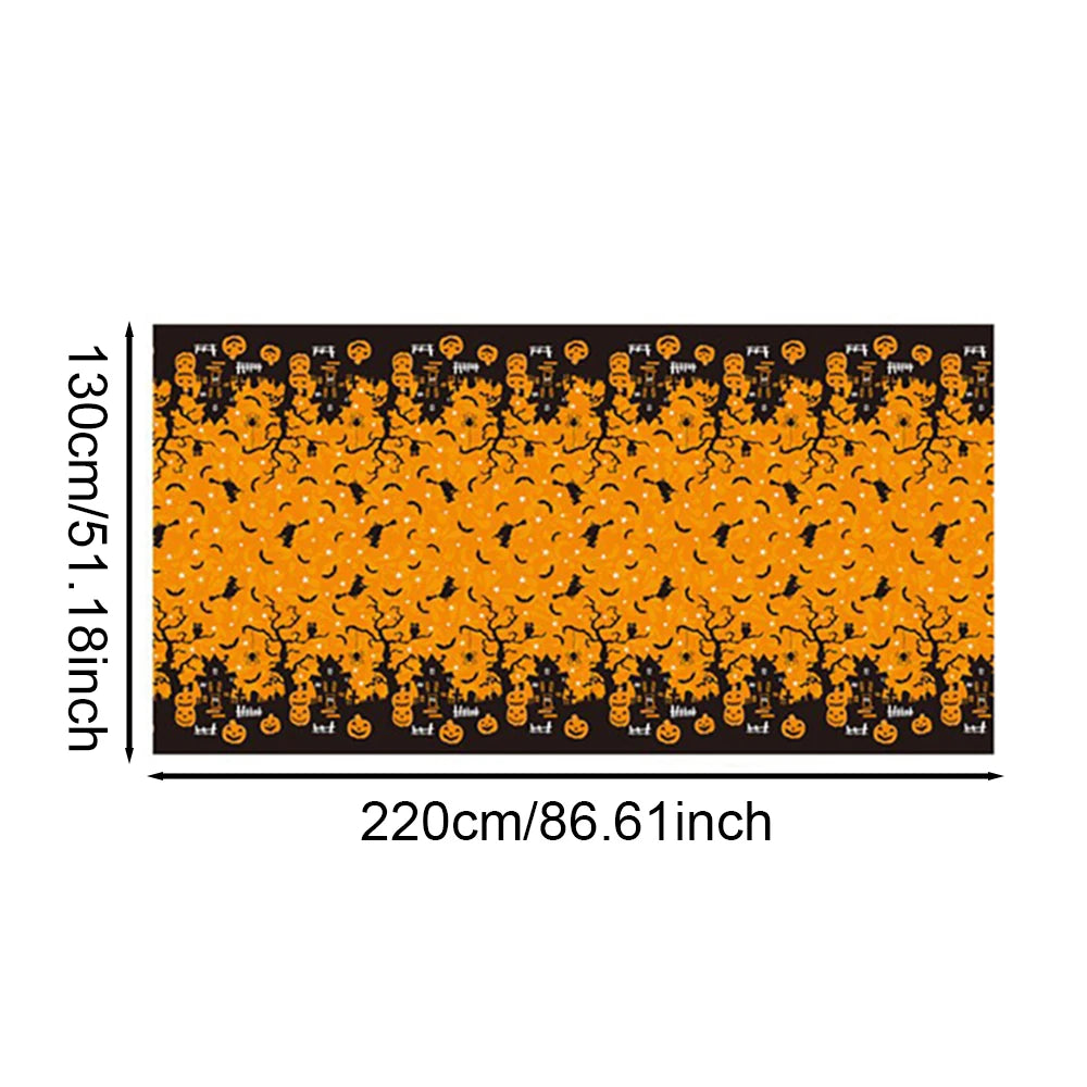 Halloween Tablecloth Disposable Plastic Pumpkin Spider Web Bat Cover
