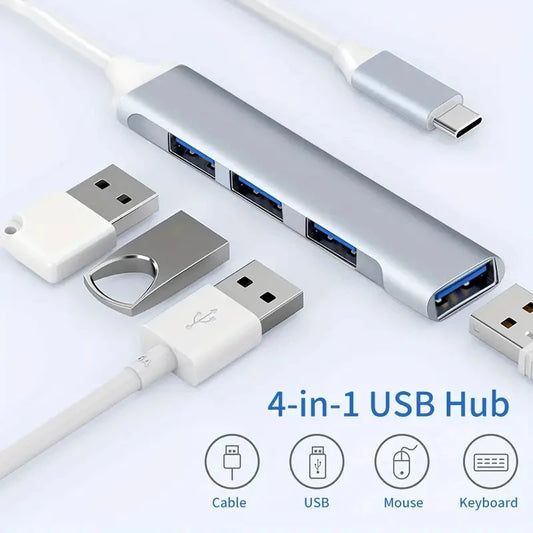 4 Port USB Hub USB 3.0 Multi Port Adapter for Laptop