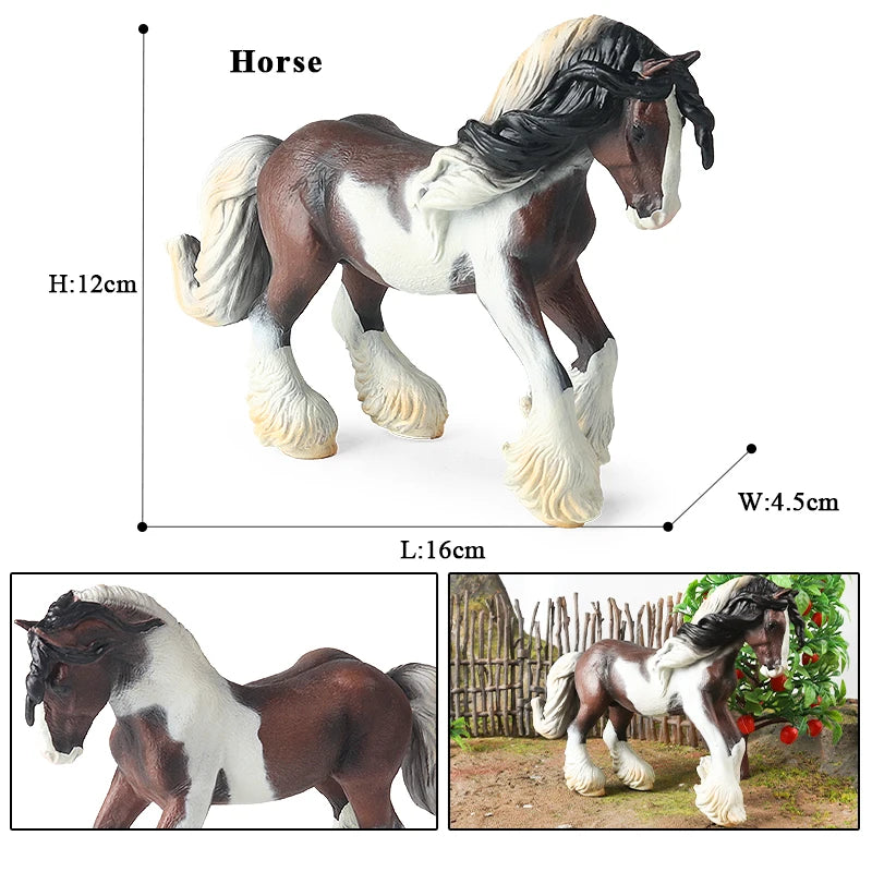 Horse Figurine, Realistic PVC Animal Model Toy for Kids