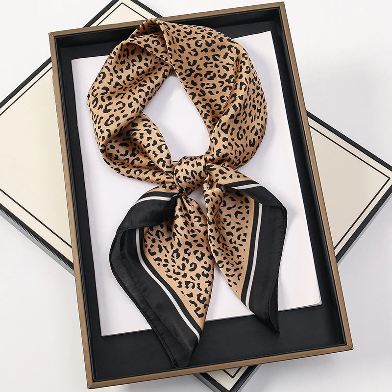 Women’s Square Scarf 70x70cm – Silk Feel Printed Hair Wrap