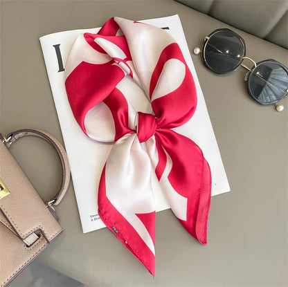 Women’s Square Scarf 70x70cm – Silk Feel Printed Hair Wrap
