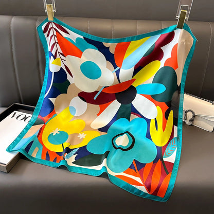 Women's Square Scarf, 70×70cm Printed Satin-Style Headscarf