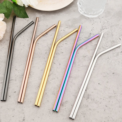 Reusable Stainless Steel Straws Set with Cleaning Brush