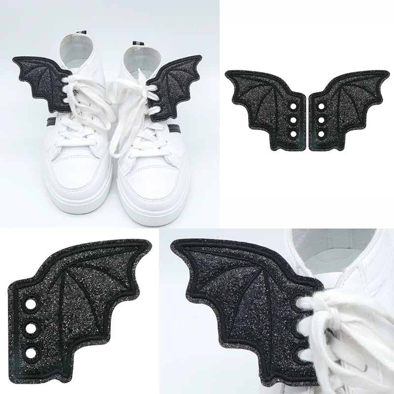 Bat Shoe Charms Embroidered Wings for Sneakers & Halloween