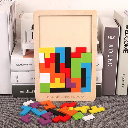 Wooden Tangram Puzzle, Colorful Educational Puzzle Toy for Kids