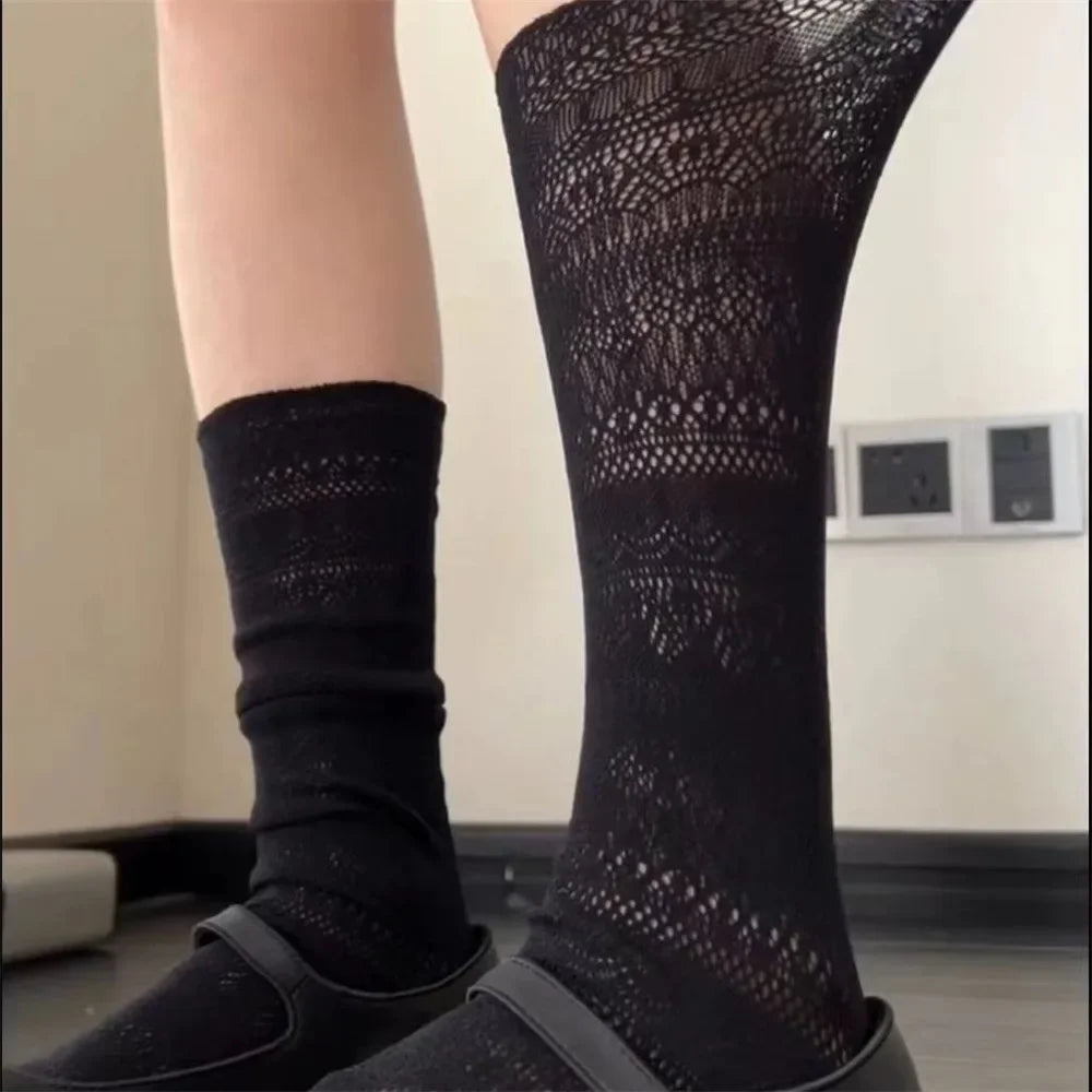 Women's Lace Socks, Sheer Floral Mesh Ankle Socks