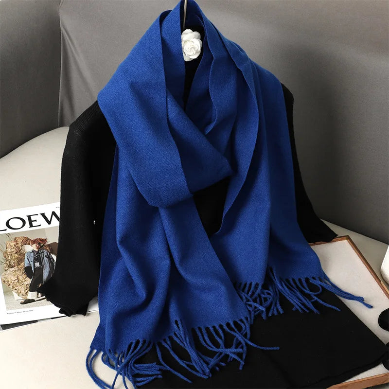 Women's Winter Scarf Warm Long Pashmina Shawl with Tassels