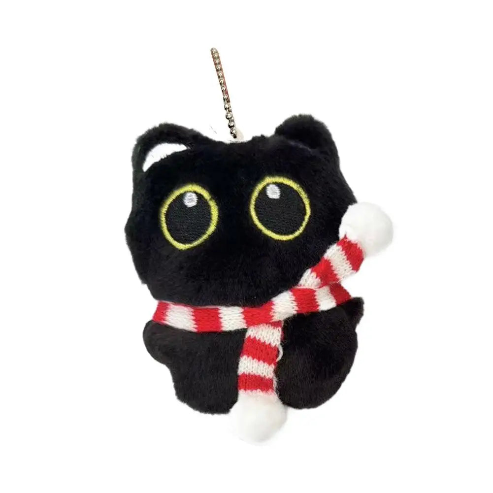 Black Cat Plush Keychain 10cm Cute Bag Charm Pendant
