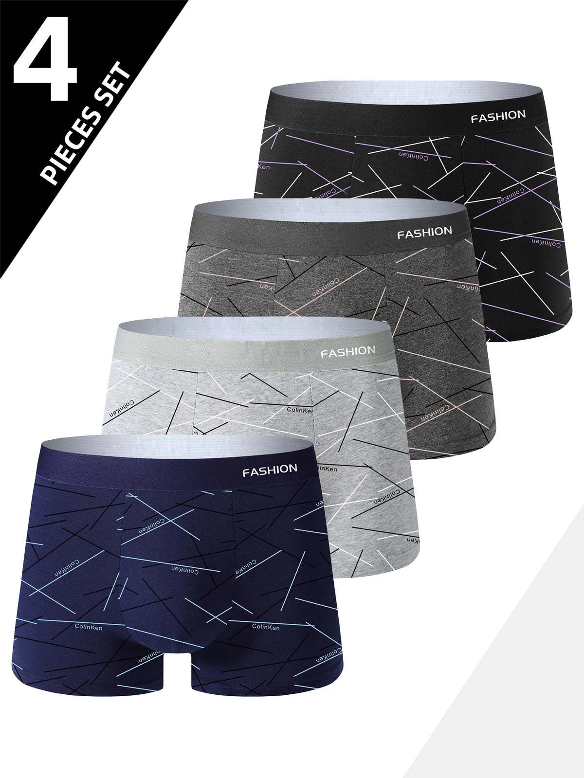 Men's Boxer Briefs 4-Pack – Breathable Striped Daily Underwear
