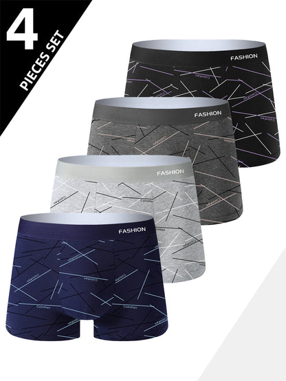 Men's Boxer Briefs 4-Pack – Breathable Striped Daily Underwear