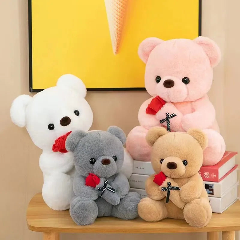Rose Bear Plush, 25cm Romantic Bear Plush Gift