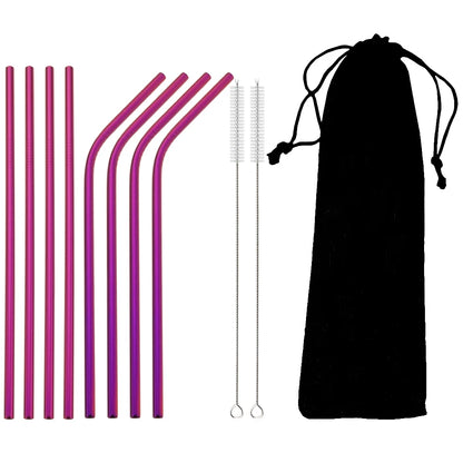 Reusable Stainless Steel Straws Set with Cleaning Brush