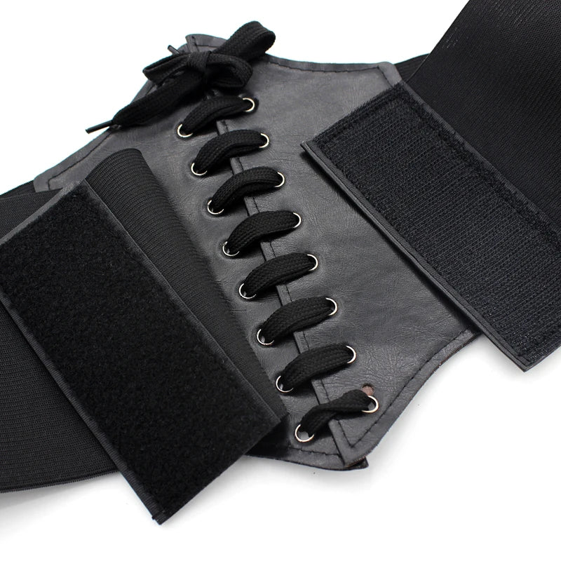 Wide Waist Belt for Women, Black PU Corset Belt for Dresses