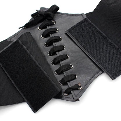 Wide Waist Belt for Women, Black PU Corset Belt for Dresses