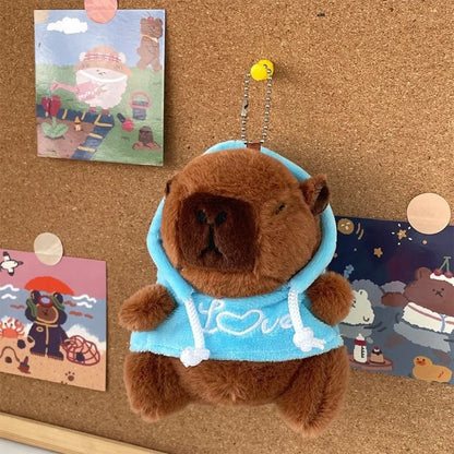 Capybara Plush Toy with Hoodie Wings – Mini Stuffed Animal Keychain