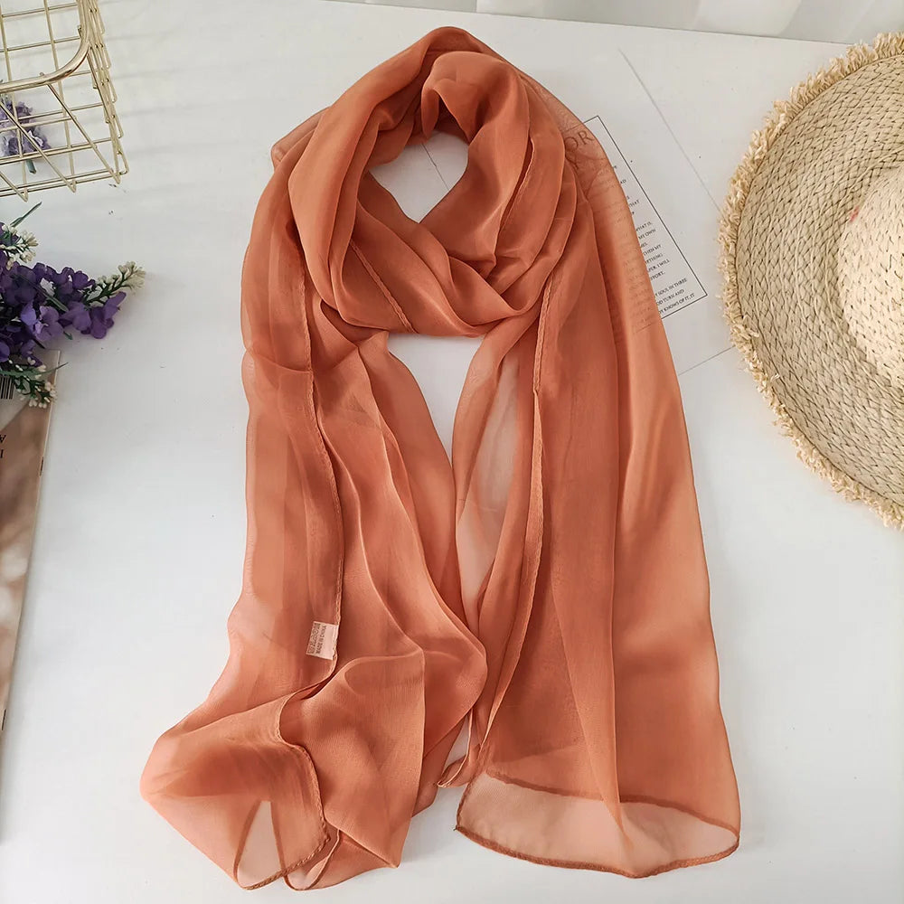 Chiffon Scarf for Women, Long Solid Color Summer Shawl