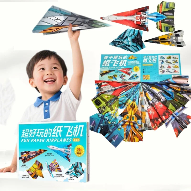 Origami Paper Airplane Kit 36Pcs DIY Folding Craft Set