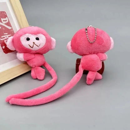Cute Monkey Plush Keychain Long Tail Animal Bag Charm