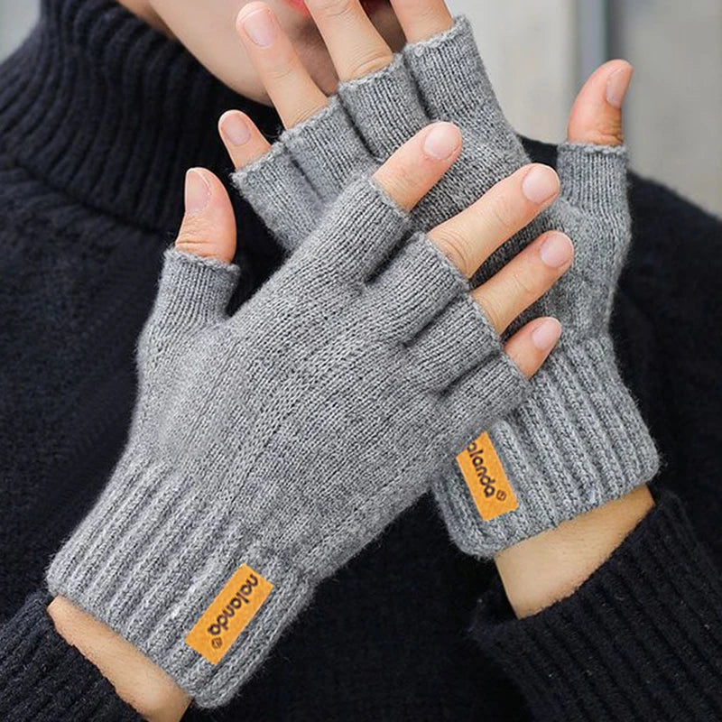 Fingerless Winter Gloves Warm Knit Elbow Length Touchscreen Gloves