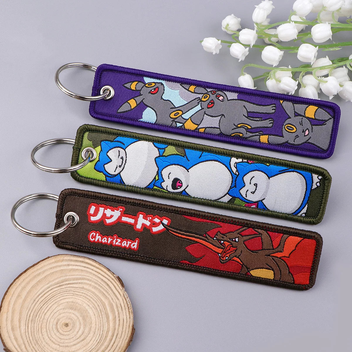 Embroidered Keychain Double-Sided Key Fob for Car & Motorcycle
