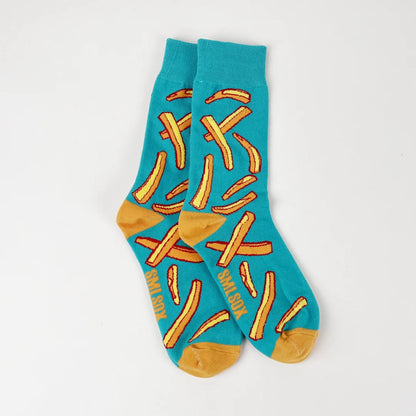 Funny Socks Unisex Tomato Ketchup & French Fry Mid-Calf Pair