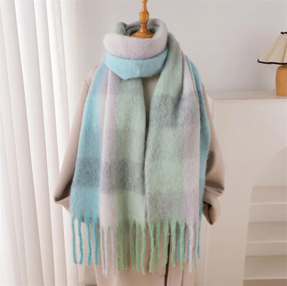 Pashmina Scarf for Women, Warm Plaid Winter Shawl Wrap