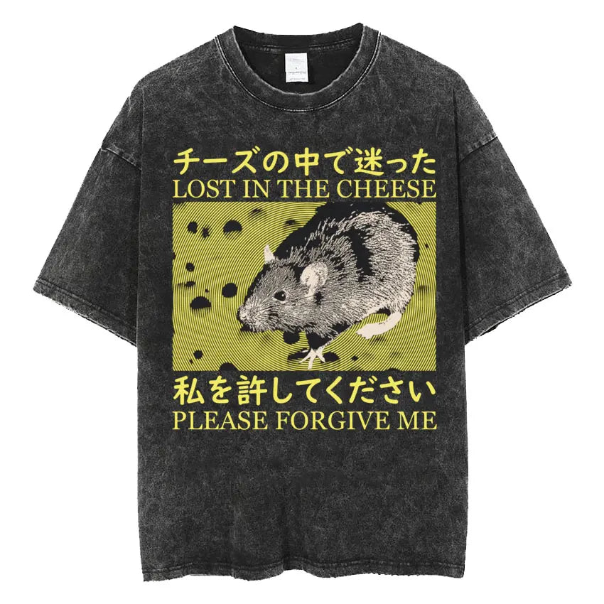 Men’s Oversized T-Shirt Retro Washed Funny Graphic Print