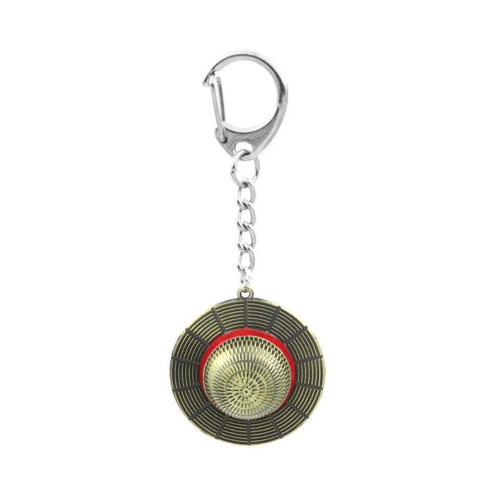Straw Hat Keychain Metal Pendant Decorative Keyring