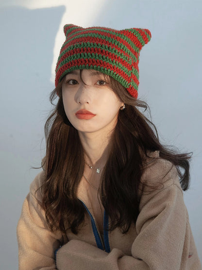 Women's Cat Ear Beanie Warm Knit Winter Hat 56-60cm