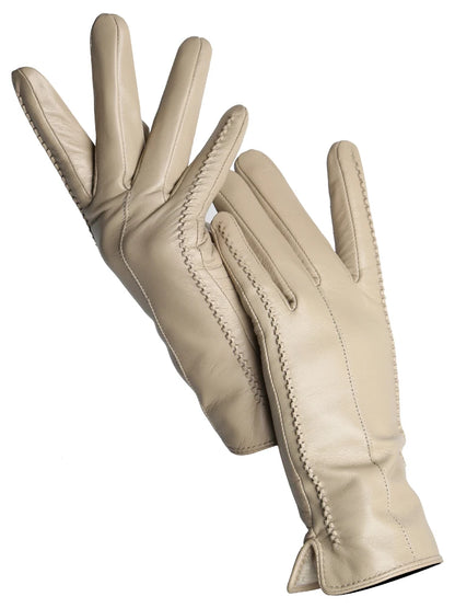 Women's Leather Winter Gloves, Sheepskin Touch Screen Driving