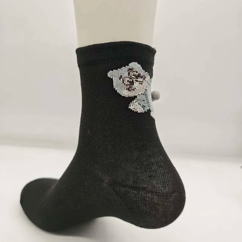 3. Optimized Title  Unisex Crew Socks Cotton Cat Print Mid Tube Casual Socks