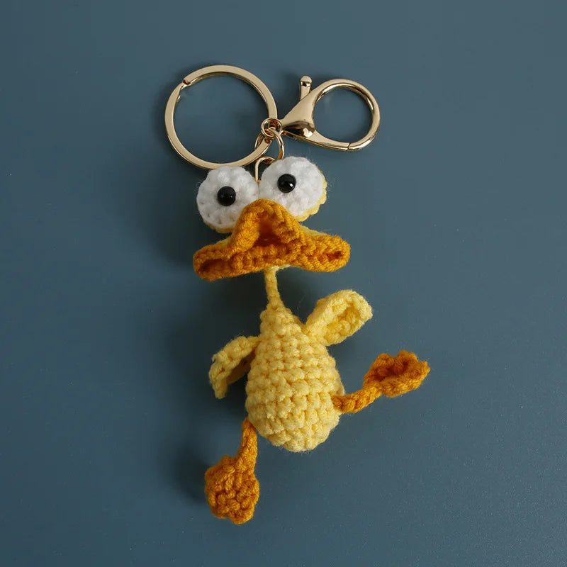 Duck Keychain Cute Crochet Animal Keyring Pair for Bags and Keys