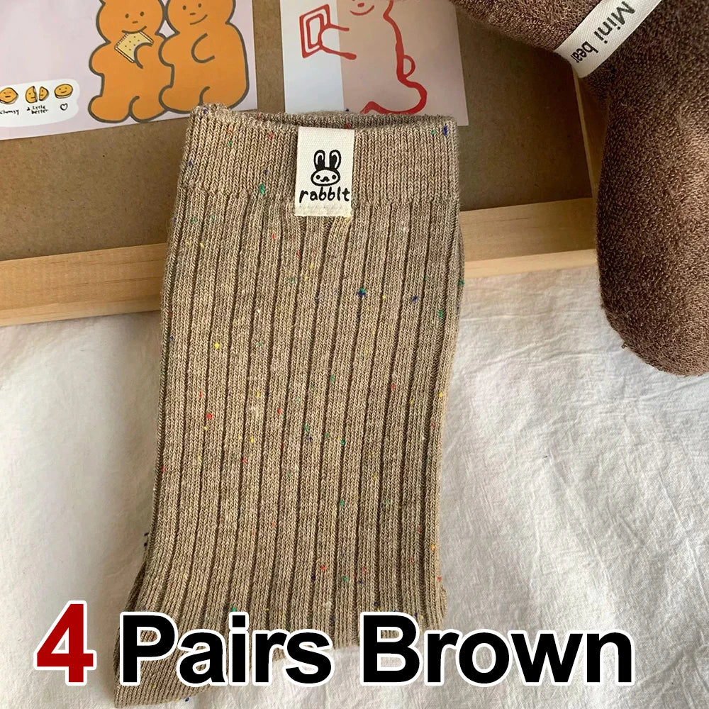 Women's Mid Calf Socks, Breathable Casual Socks 4 Pairs